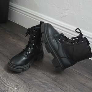 Black Lace-Up Ankle Boots